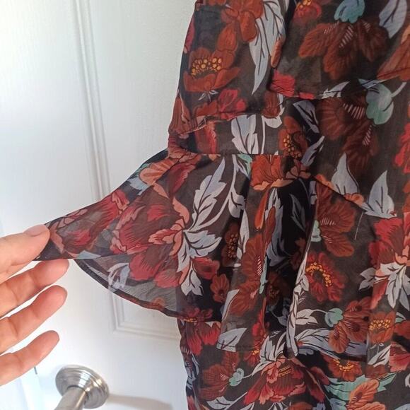 Majorelle Tina Chiffon Floral Tiered Midi Dress S - Picture 7 of 15